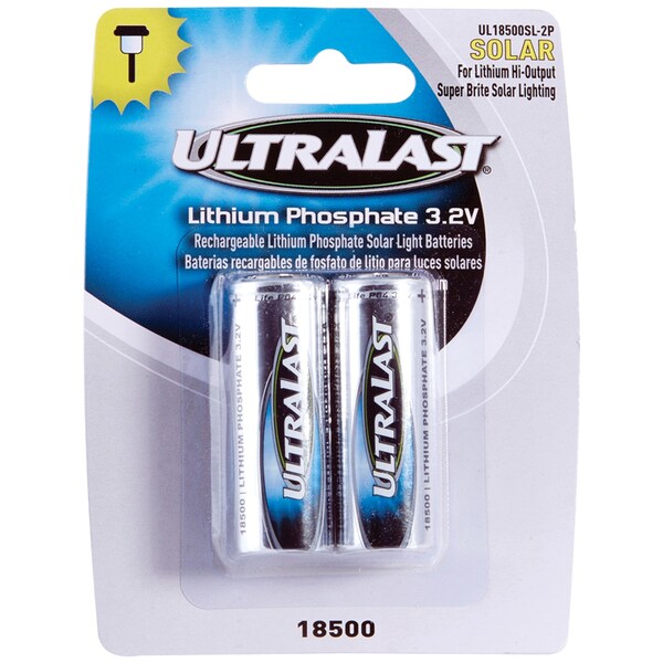Ultralast Lithium 18500 Batteries for Solar Lighting, Pack/2 UL18500SL-2P